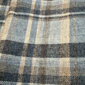 Vintage Wool Fabric  Blue Plaid  Irregular Cut. See Description